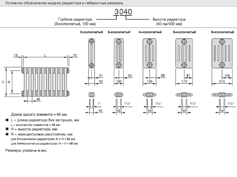 Радиатор Zehnder Charleston 2180 - 6 секц. серый, с нижним подключением, изображение 2