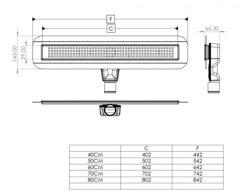 Душевой лоток Timo Basic Steel BSPG-60 S50Rb с решеткой 60 см, изображение 6