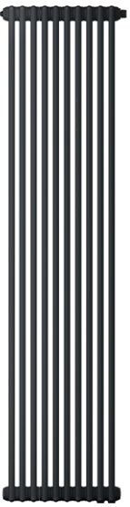 Радиатор Zehnder Charleston 2180 - 14 секц. черный, с боковым подключением, изображение 1