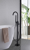 Смеситель Abber Wasser Kreis AF8115B напольный, для ванны с душем, черный матовый , изображение 2