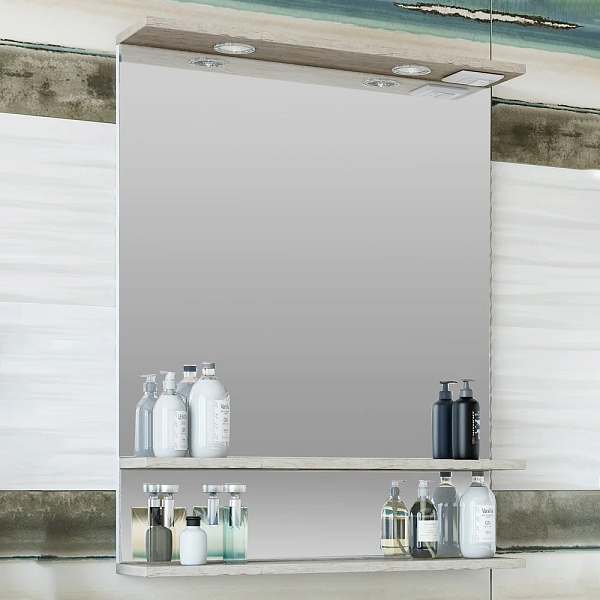 Зеркало Sanflor Бруно 70 белый матовый/орегон , изображение 2