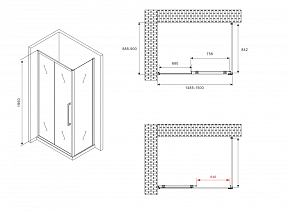 Фото Душевой уголок Abber Schwarzer Diamant AG30150MH-S90M 150x90