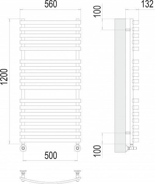 Полотенцесушитель водяной Terminus Капри П17 50х120 , изображение 3