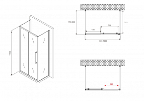 Фото Душевой уголок Abber Schwarzer Diamant AG30100MH-S80M-S80M 100x80