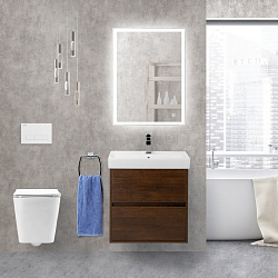 Фото Тумба под раковину BelBagno Neon 50 подвесная, Rovere Scuro, 2 ящика