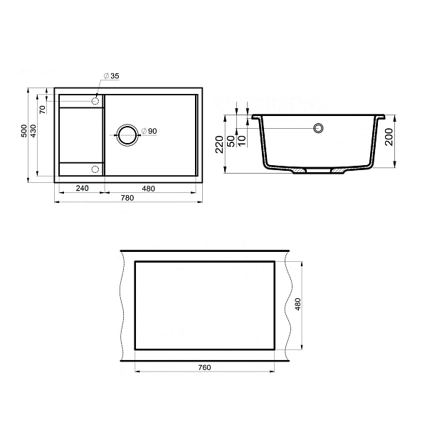 Мойка кухонная Point Велета 78 PN3002W белая , изображение 4