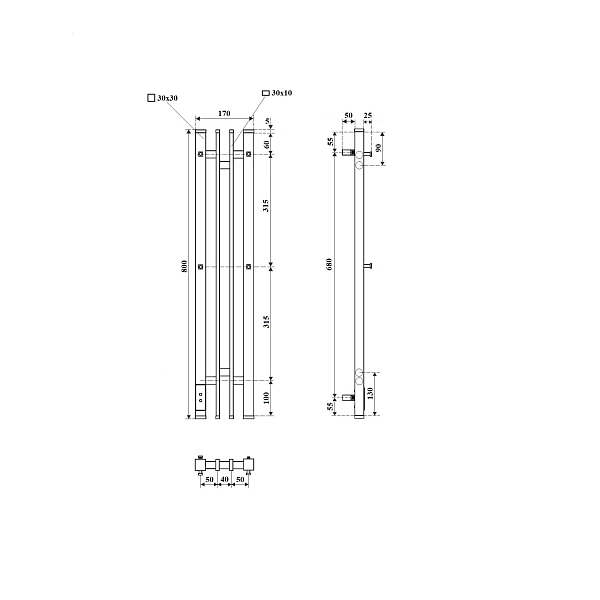 Полотенцесушитель электрический Point Фрея П2 14x80 черный , изображение 5