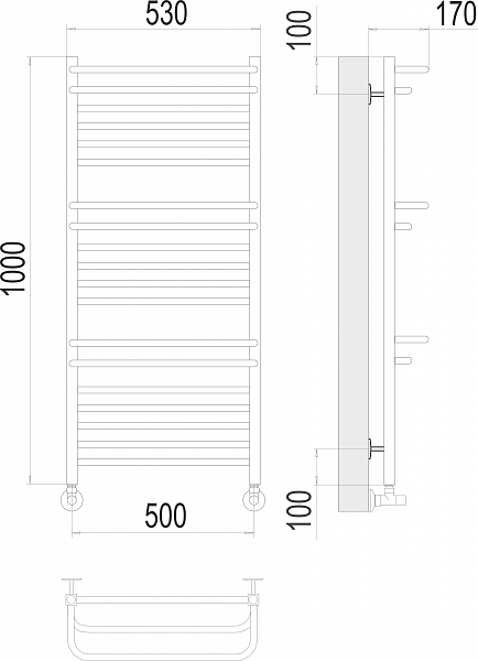 Полотенцесушитель водяной Terminus Орион П18 50х100 , изображение 3