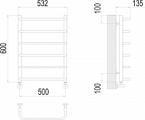 Полотенцесушитель водяной Terminus Стандарт П6 50х60 , изображение 3