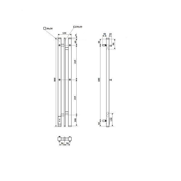 Полотенцесушитель электрический Point Фрея П2 10x80 черный , изображение 5