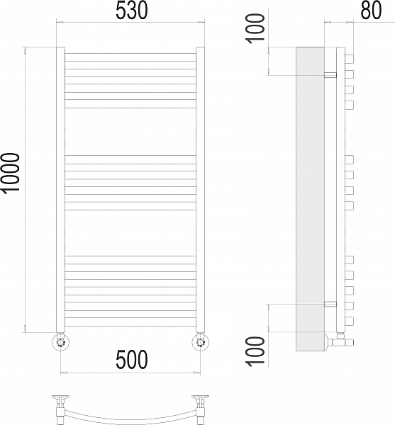 Полотенцесушитель водяной Terminus Палермо П13 50х100 , изображение 3