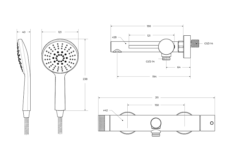Смеситель Cezares Relax VD-NOP для ванны с душем , изображение 5