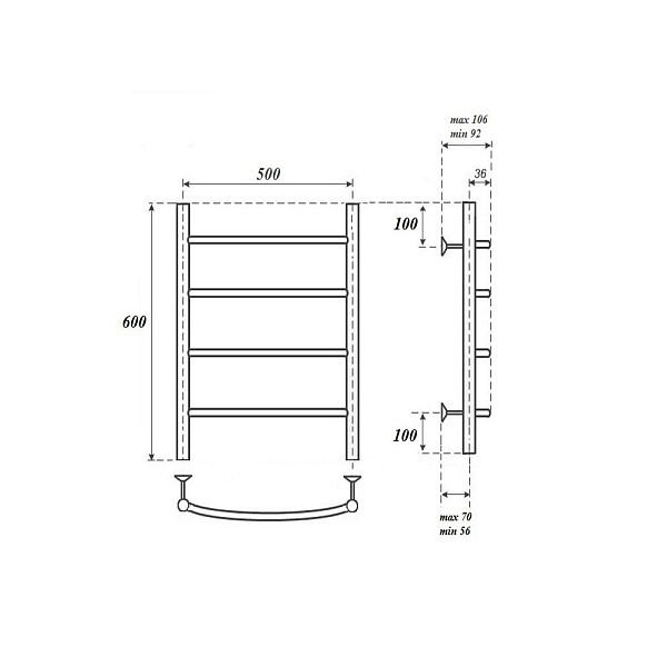 Полотенцесушитель электрический Point Афина П4 50x60 , изображение 5