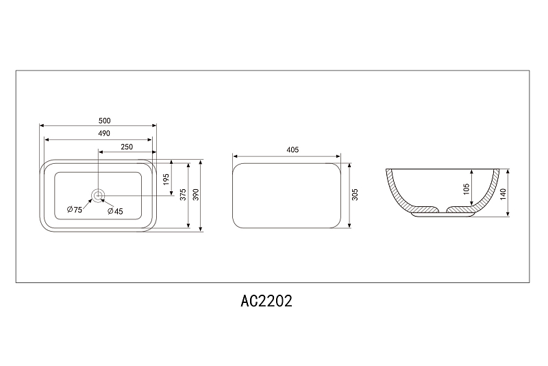 Раковина Abber Rechteck AC2202MW 50 см , изображение 4