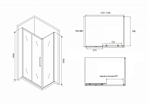 Фото Душевой уголок Abber Schwarzer Diamant AG30150BH-S80B 150x80