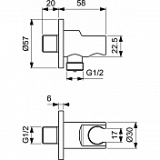 Шланговое подключение Ideal Standard IdealRain BC807XG держатель для душа , изображение 8