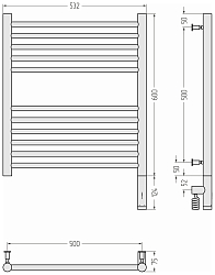 Фото Полотенцесушитель электрический Сунержа Богема 3.0 прямая 60х50 R без покрытия