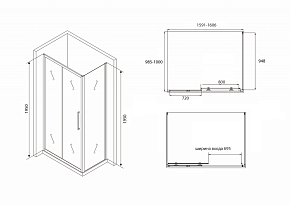 Фото Душевой уголок Abber Schwarzer Diamant AG30160BH-S100B 160x100