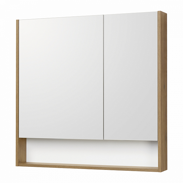 Зеркало-шкаф Aquaton Сканди 90 белый, дуб рустикальный , изображение 1