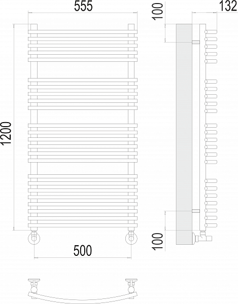 Полотенцесушитель водяной Terminus Марио П24 50х120 , изображение 3