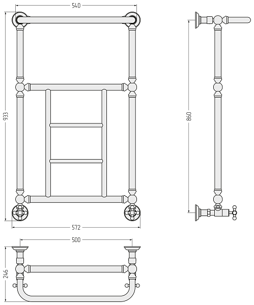 Полотенцесушитель водяной Сунержа Ренессанс 1452 86x50 золото , изображение 5