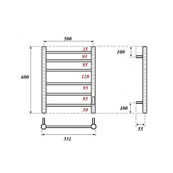 Фото Полотенцесушитель электрический Point Аврора П6 50x60 графит премиум