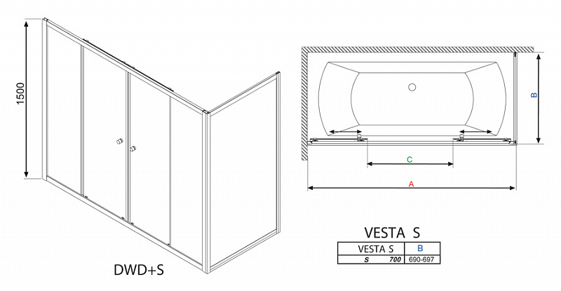 Боковая стенка Radaway Vesta S 70 прозрачное стекло , изображение 5