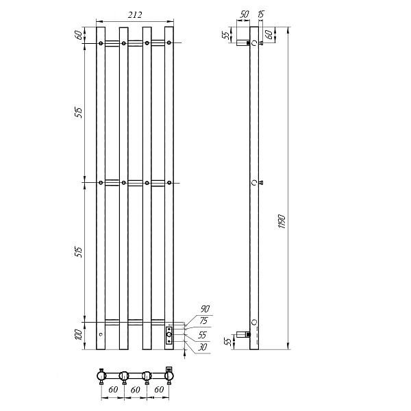 Полотенцесушитель электрический Point Деметра П3 18x120 белый , изображение 5