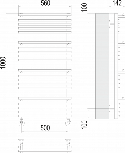 Полотенцесушитель водяной Terminus Вента люкс П20 50х100 , изображение 3