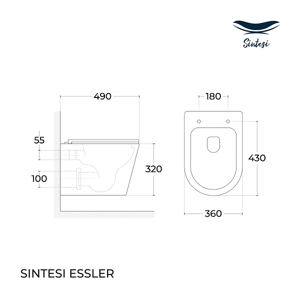 Комплект Sintesi-12 (унитаз с инсталляцией, сиденье, клавиша нержавеющая сталь) , изображение 6