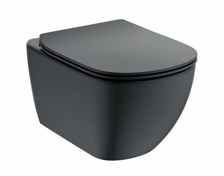 Комплект Ideal Standard Tesi T3868V3 (подвесной унитаз + инсталляция + сиденье), черный матовый , изображение 3