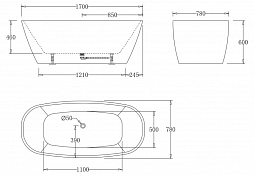 Акриловая ванна BelBagno BB72-1700-W0 170х78 , изображение 5