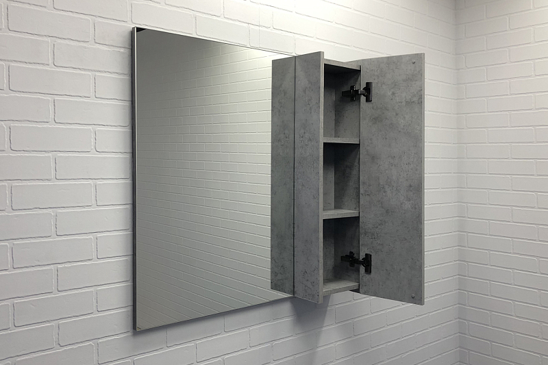 Зеркало-шкаф Comforty Осло 80 бетон светлый , изображение 4