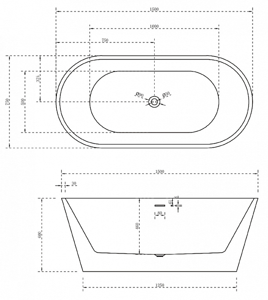 Акриловая ванна Abber AB9320-1.5 150x75 , изображение 5