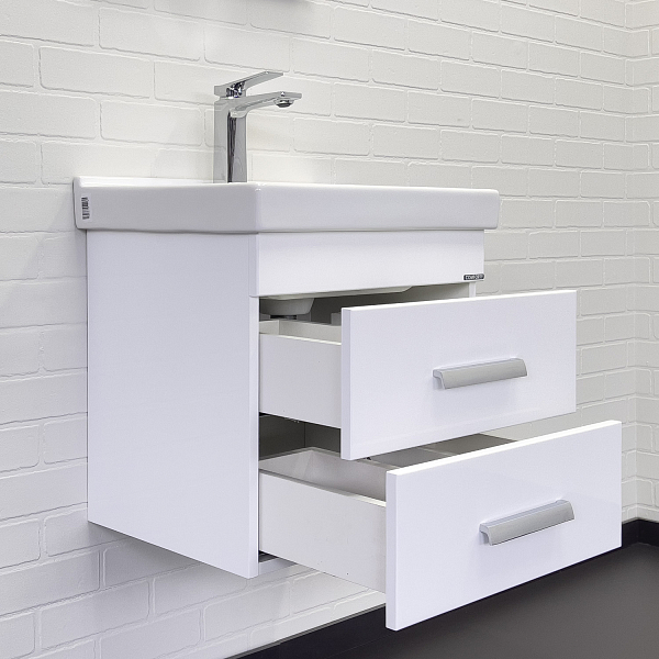 Тумба с раковиной Comforty Никосия 50П белый глянец , изображение 6