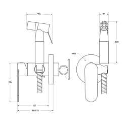 Фото Гигиенический душ Cezares Stylus DIF-BORO со смесителем, с внутренней частью