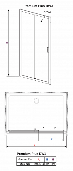 Душевая дверь в нишу Radaway Premium Plus DWJ 140 прозрачное стекло , изображение 10