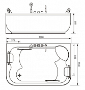 Акриловая ванна Gemy G9085 O R 180х116 , изображение 3