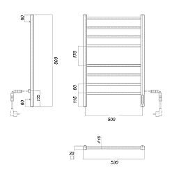 Фото Полотенцесушитель электрический Domoterm Куба П8 50x80 R