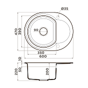 Мойка кухонная Omoikiri Sakaime 60E-BL черный , изображение 2