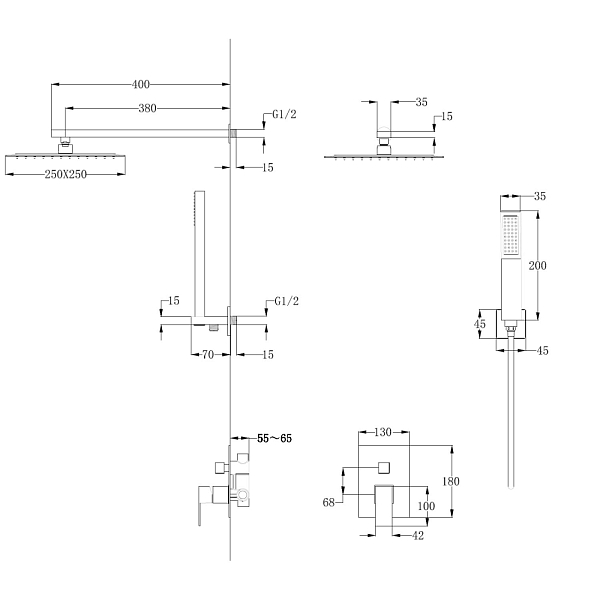 Душевой комплект Abber Daheim AF8219B , изображение 3