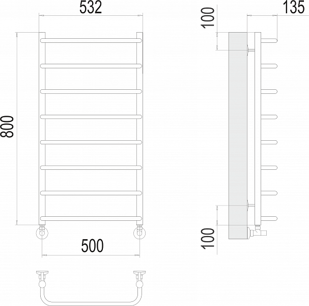 Полотенцесушитель водяной Terminus Стандарт П8 50х80 , изображение 3