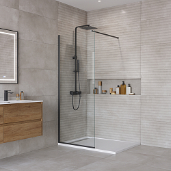 Фото Душевая перегородка BelBagno Kraft L-1-80-C-NERO