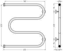 Полотенцесушитель водяной Сунержа М-образный 60x60 без покрытия , изображение 4