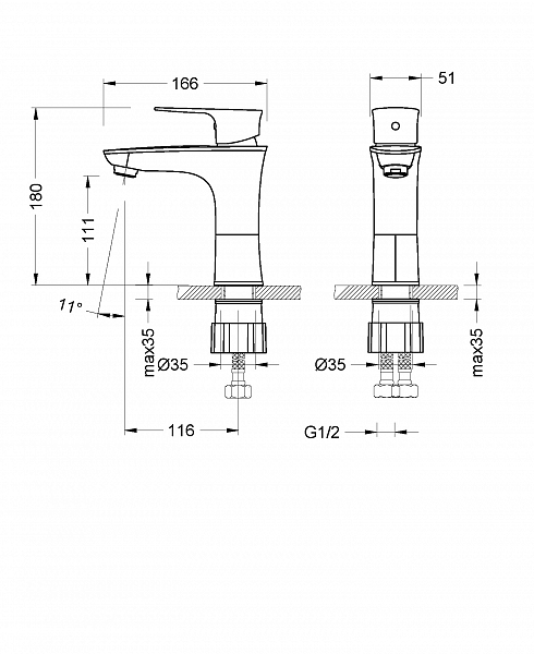 Смеситель Lemark Nero LM0206C для раковины , изображение 2