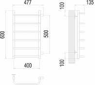 Полотенцесушитель водяной Terminus Стандарт П6 40х60 с боковым отводом , изображение 3