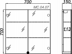 Зеркало-шкаф Aqwella МС 75 , изображение 2