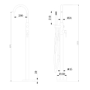 Смеситель Abber Wasser Kreis AF8115B напольный, для ванны с душем, черный матовый , изображение 6
