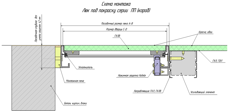 Ревизионный люк Lyuker ПП 60x60, настенный , изображение 7