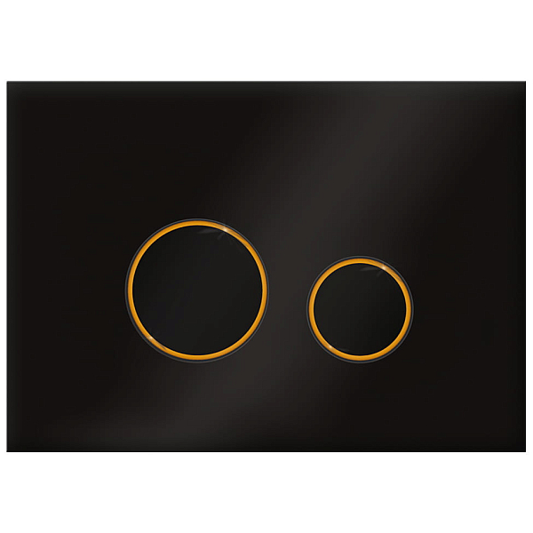 Кнопка смыва KK-POL Vitrum Grande V3 Orbis SPP/019/0/K стекло, черная/золото , изображение 1